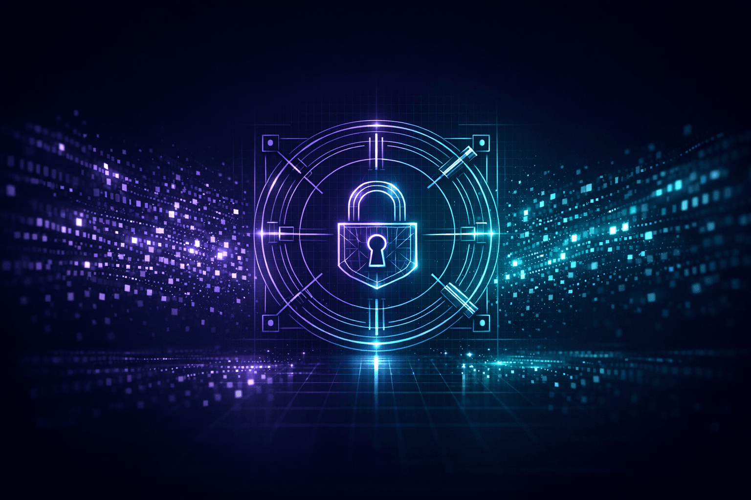 Abstract visualisation of encrypted data flowing into a secure vault